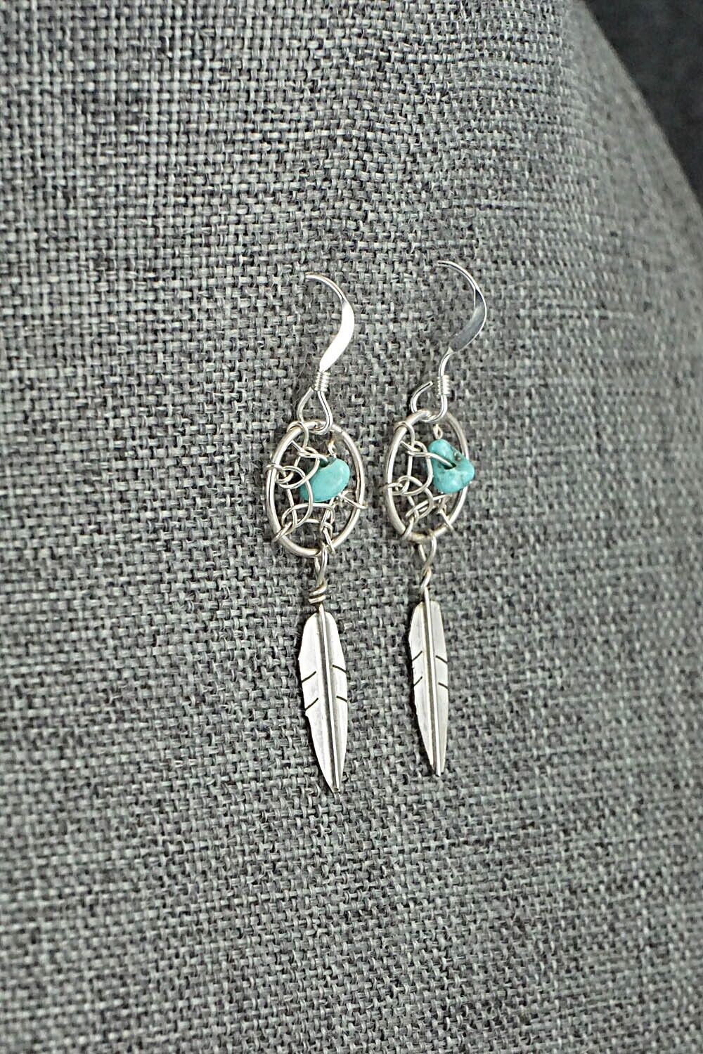 Turquoise & Sterling Silver Earrings - Lorenzo Arviso Jr.