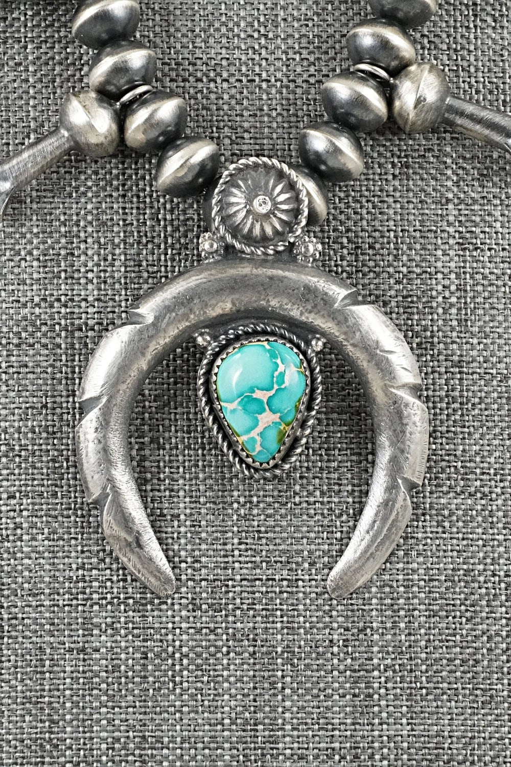 Turquoise & Sterling Silver Squash Blossom Necklace - Preston Haley