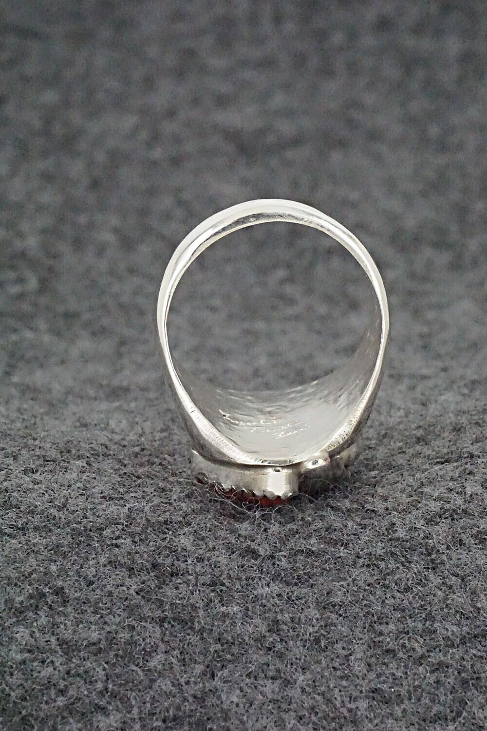 Coral, Turquoise & Sterling Silver Ring - Lyolita Tsattie - Size 9.5