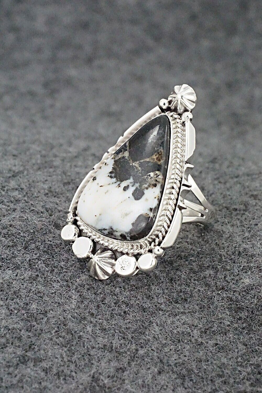 White Buffalo & Sterling Silver Ring - Daniel Benally - Size 6.5