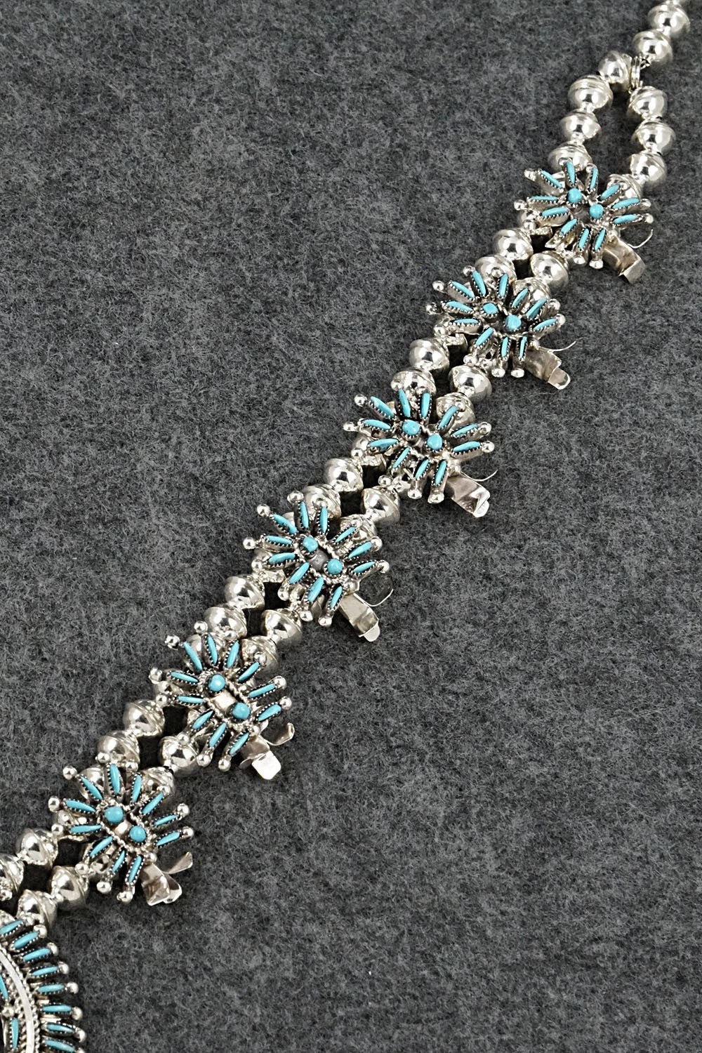 Turquoise & Sterling Silver Squash Blossom Set - Lorna Mahkee