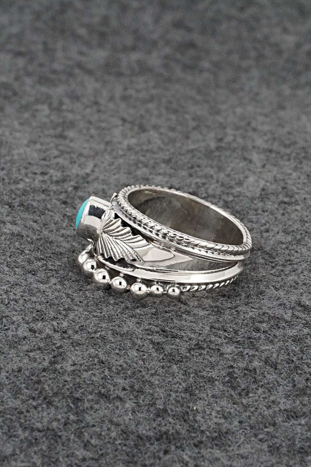 Turquoise & Sterling Silver Ring - Tom Lewis - Size 8.5