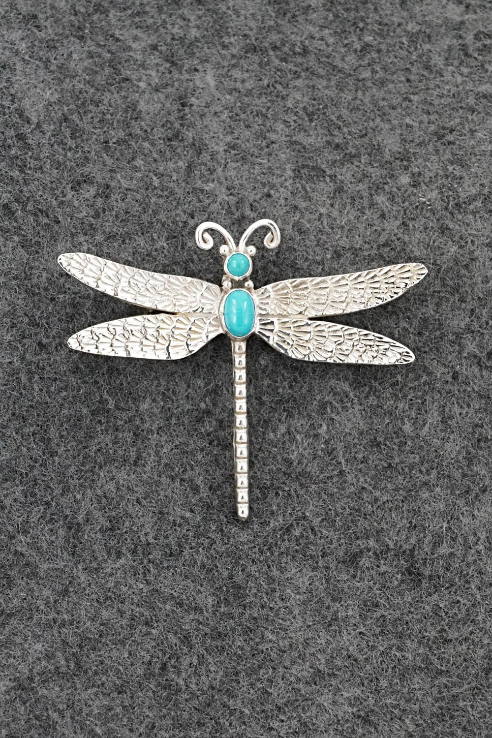 Turquoise & Sterling Silver Pendant/Pin - Lee Charley