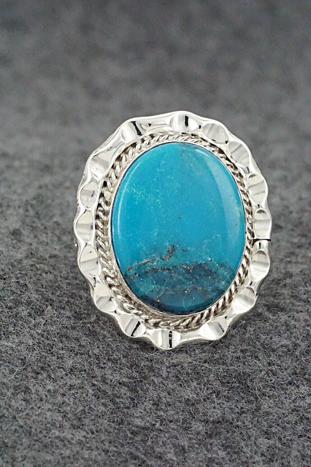 Turquoise & Sterling Silver Ring - Samuel Yellowhair - Size 8