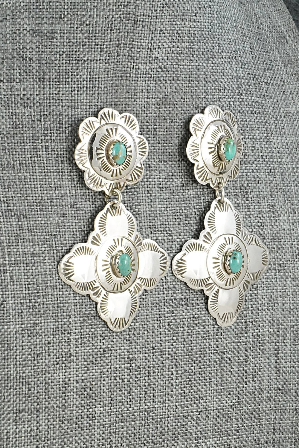 Turquoise & Sterling Silver Earrings - Bertha Begay