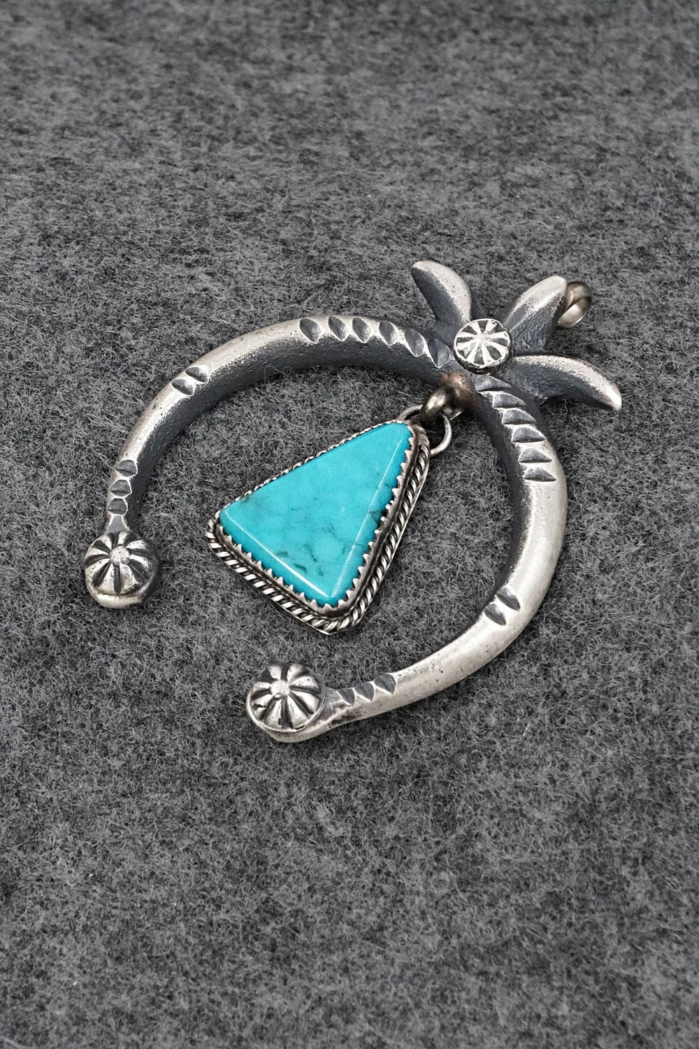 Turquoise & Sterling Silver Naja Pendant - Martha Cayatineto