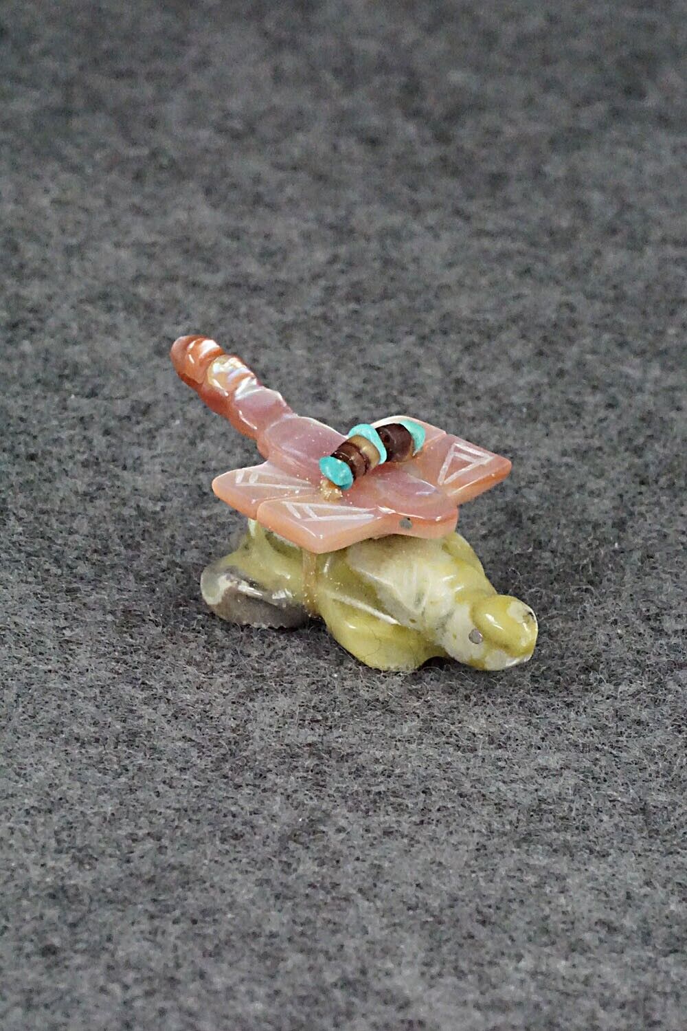Turtle with Dragonfly Zuni Fetish Carving - Daisy Rose Leonard
