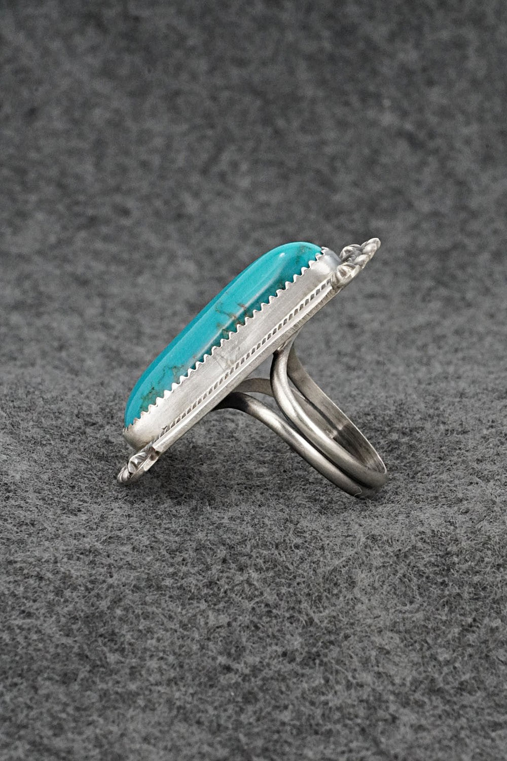 Turquoise & Sterling Silver Ring - Leslie Nez - Size 9.5