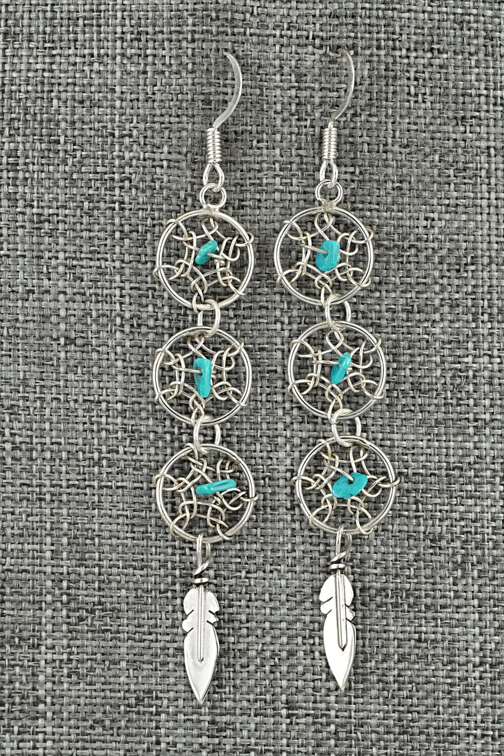 Turquoise & Sterling Silver Earrings - Lorenzo Arviso Jr.