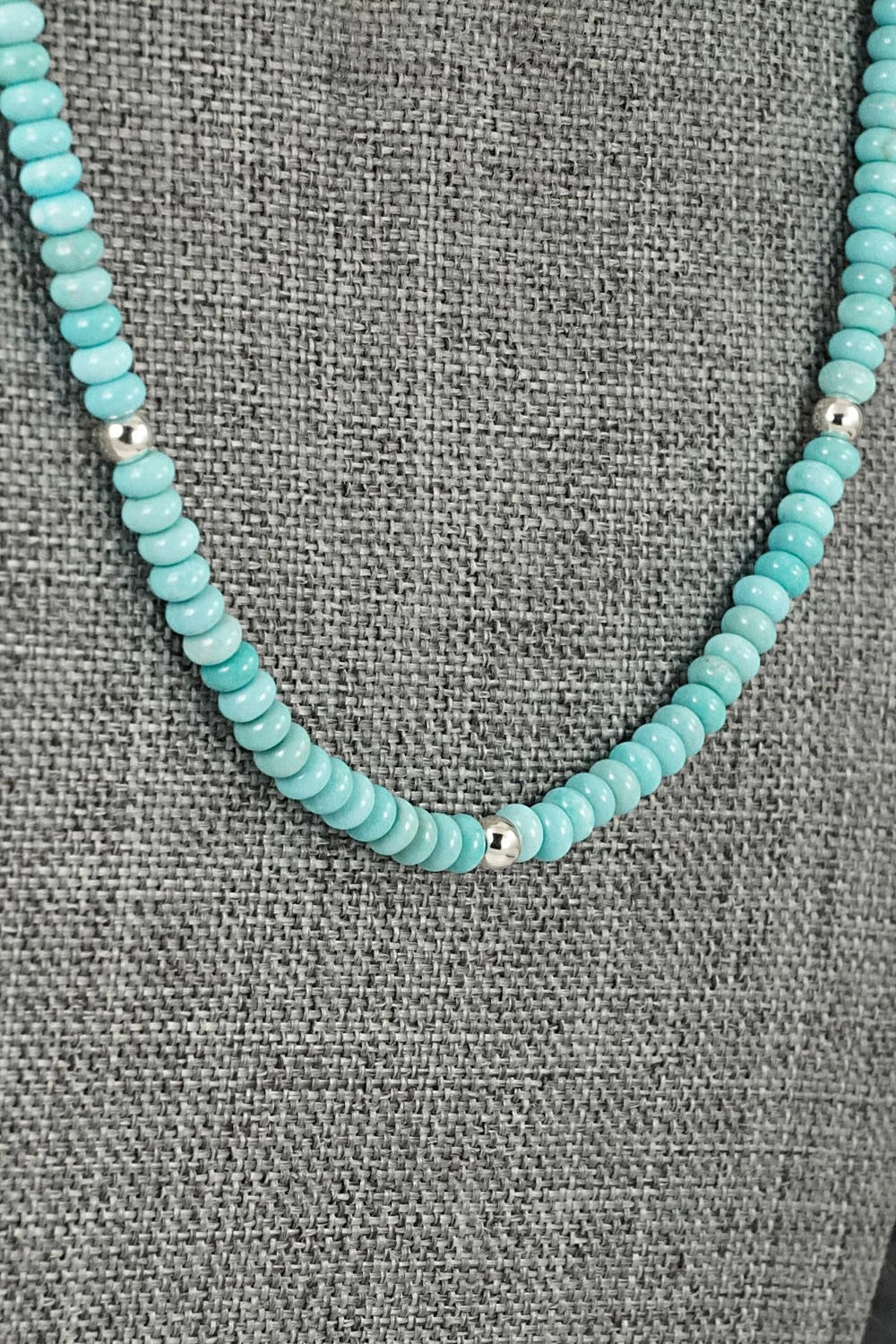 Turquoise & Sterling Silver Necklace 17" - Doreen Jake
