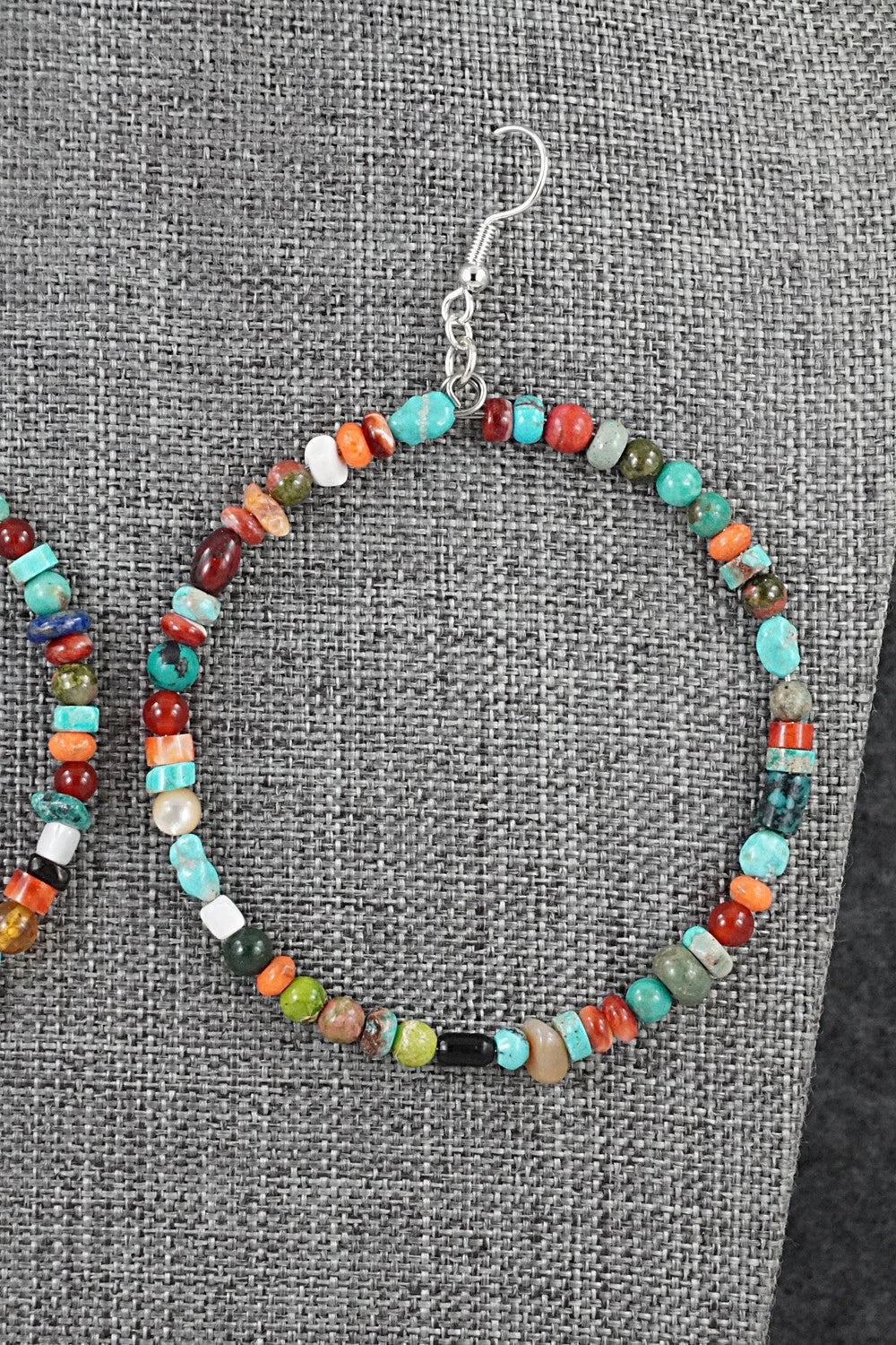 Multi-Stone & Sterling Silver Earrings - Helen Tsosie