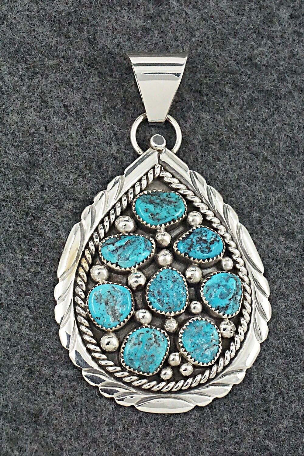 Turquoise & Sterling Silver Pendant - Chester Charley