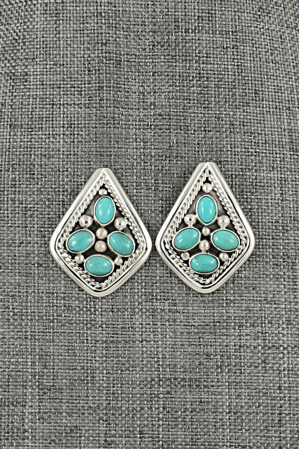 Turquoise & Sterling Silver Earrings - Chester Charley