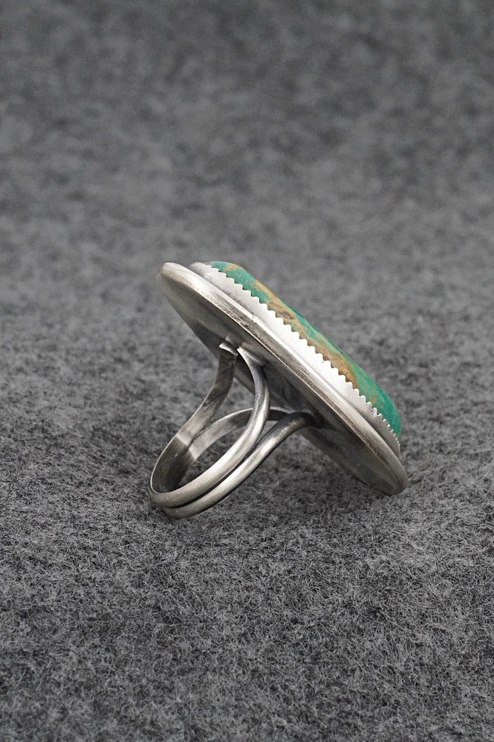 Turquoise & Sterling Silver Ring - Leslie Nez - Size 8.5