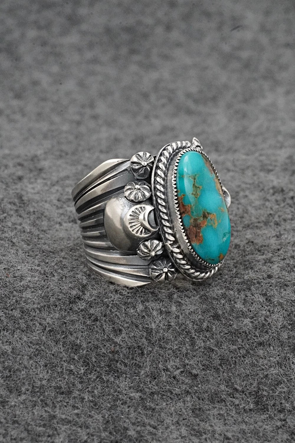 Turquoise & Sterling Silver Ring - Delbert Gordon - Size 8