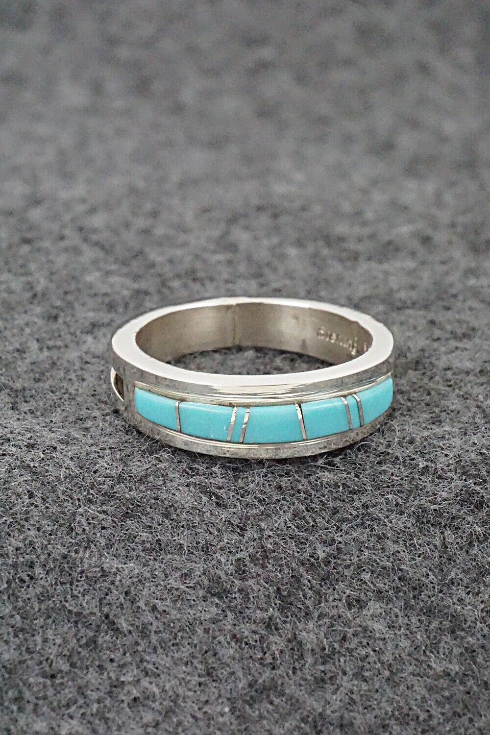 Turquoise & Sterling Silver Inlay Ring - Wilbert Muskett Jr. - Size 9.5
