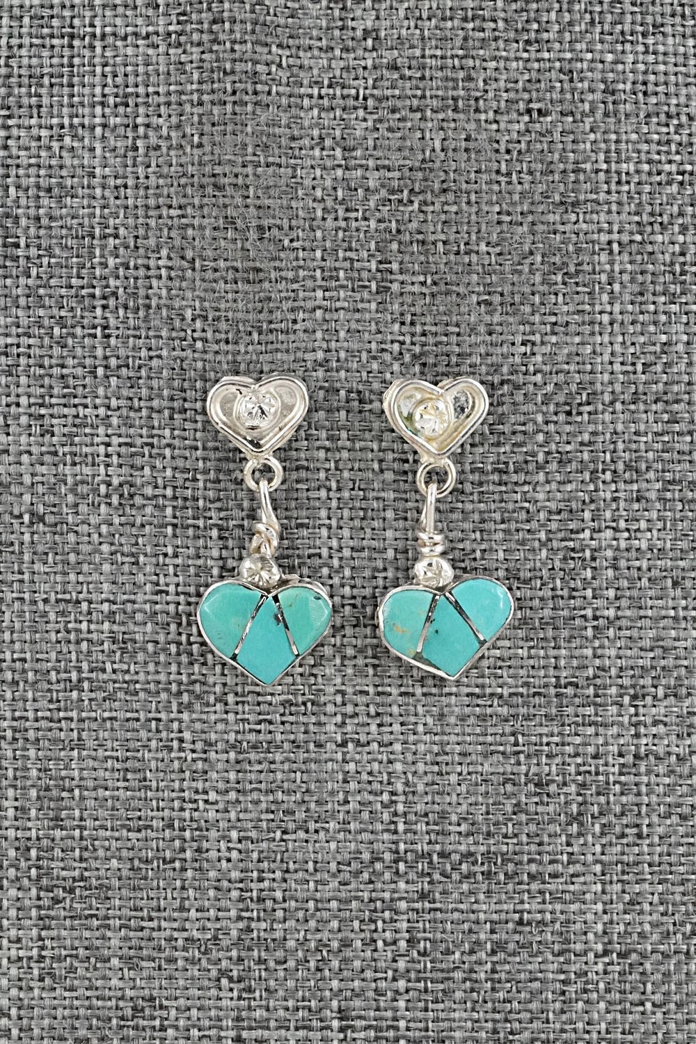 Turquoise & Sterling Silver Inlay Earrings - Ola Eriacho