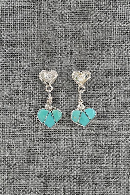 Turquoise & Sterling Silver Inlay Earrings - Ola Eriacho