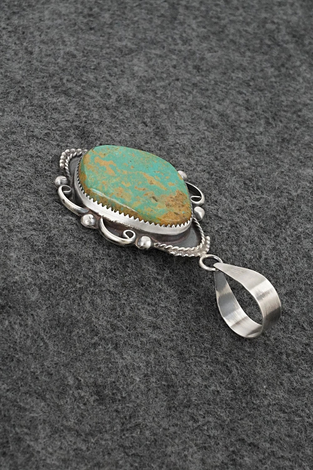 Turquoise & Sterling Silver Pendant - Leslie Nez