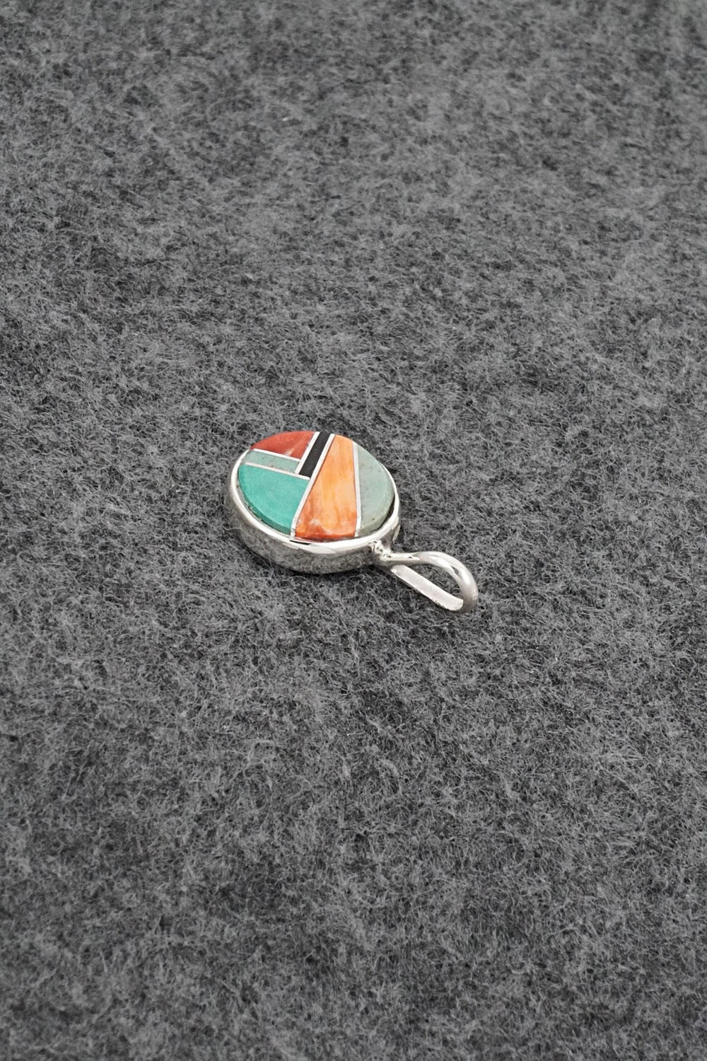 Turquoise, Spiny Oyster & Sterling Silver Pendant - Joseph Martinez