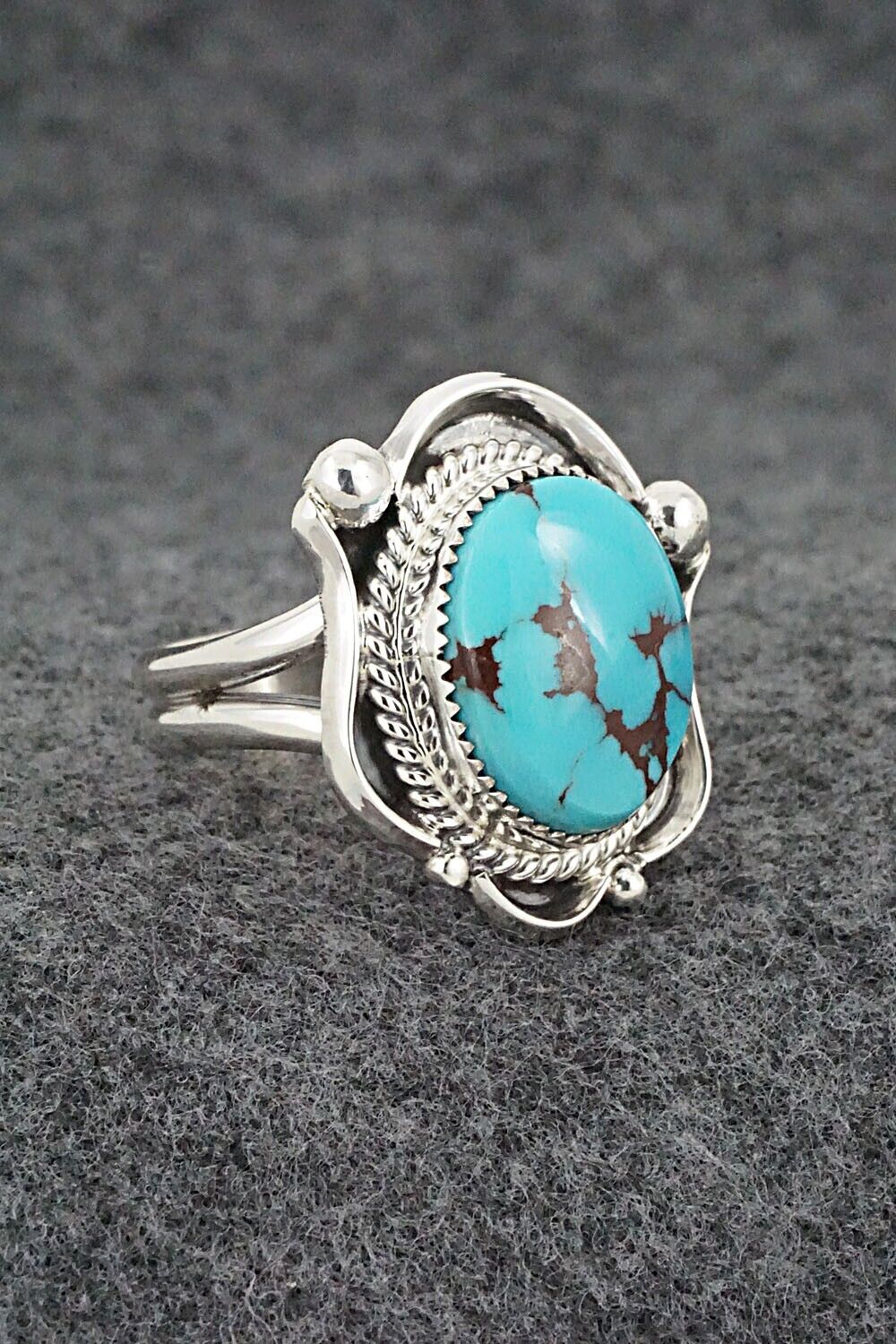 Turquoise & Sterling Silver Ring - Leslie Nez - Size 11
