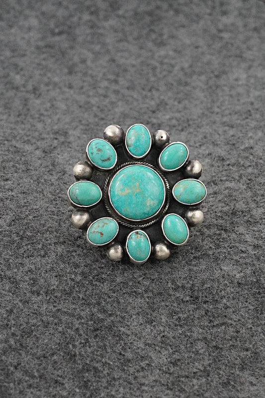 Turquoise & Sterling Silver Ring - Kathleen Livingston - Size Adjustable