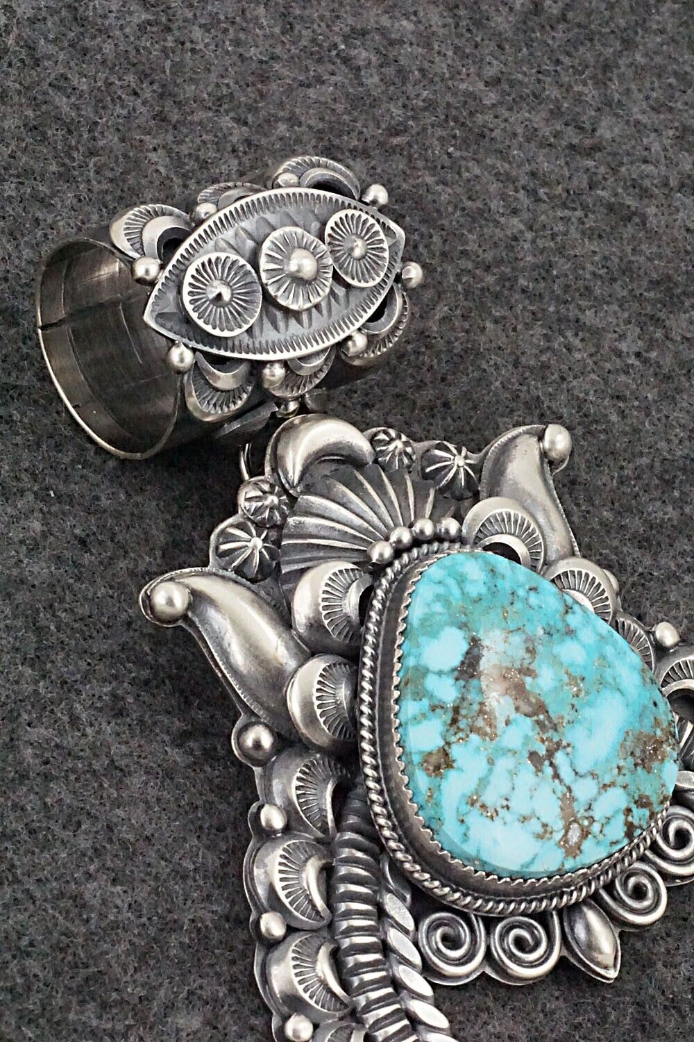 Turquoise & Sterling Silver Pendant - Delbert Gordon