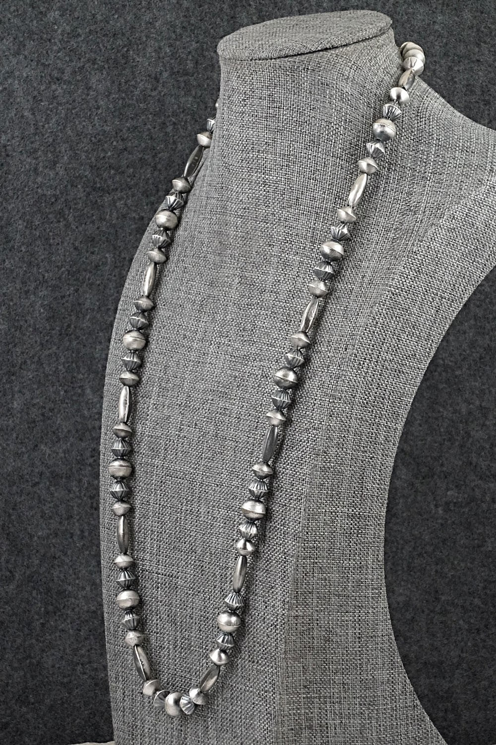 Sterling Silver Navajo Pearl Necklace 24" - Vintage