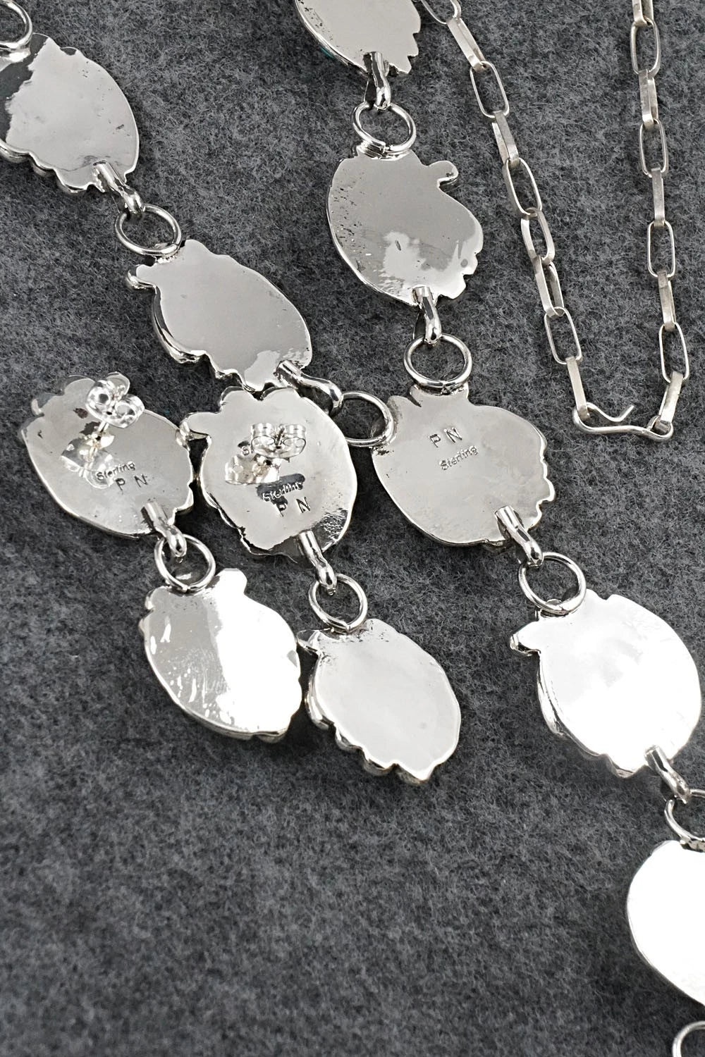 Turquoise & Sterling Silver Necklace and Earrings Set - Phil Nez