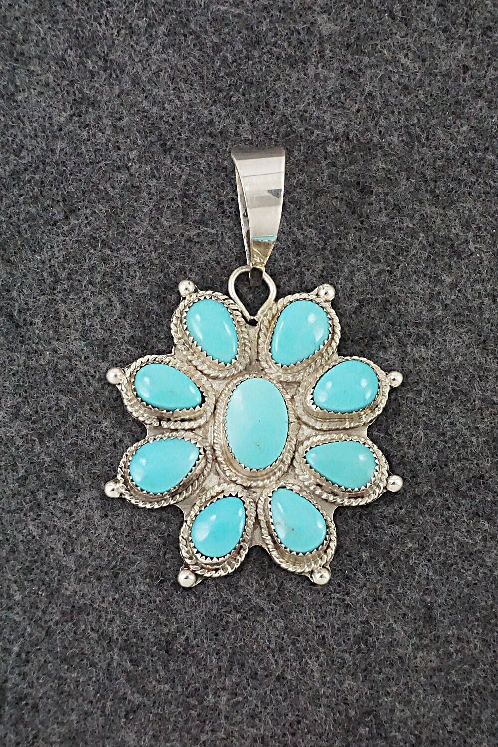Turquoise & Sterling Silver Pendant - Kenny Calavaza