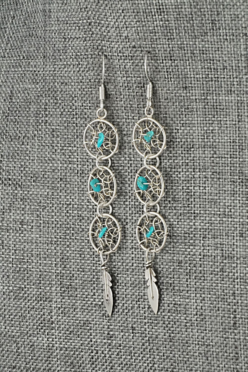 Turquoise & Sterling Silver Earrings - Lorenzo Arviso Jr.