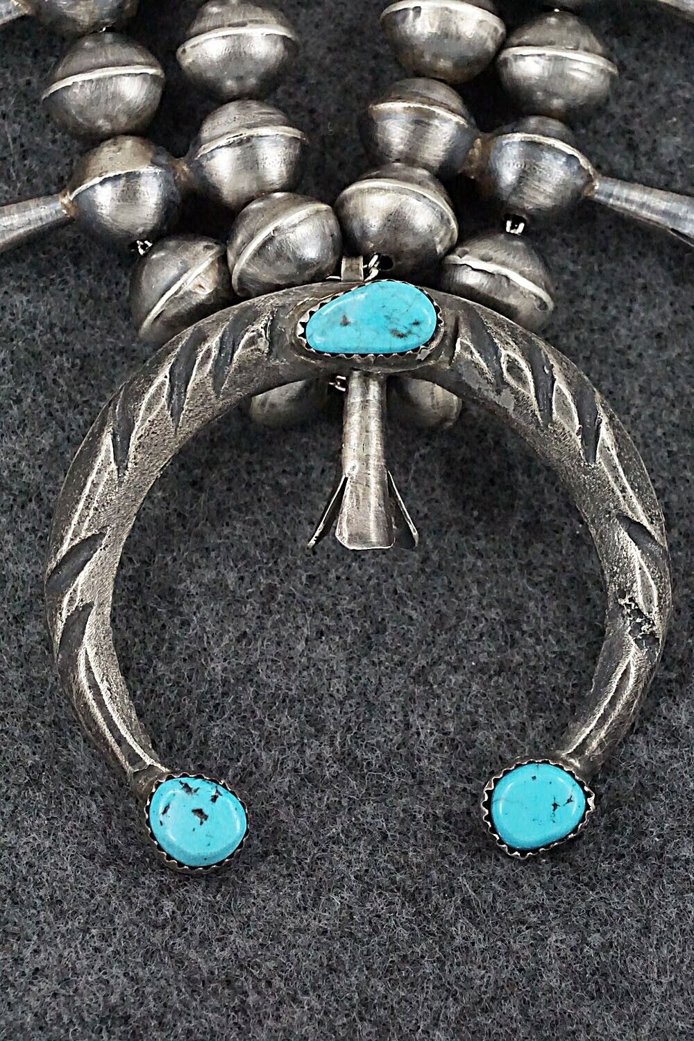 Turquoise & Sterling Silver Squash Blossom Set - Gilbert Martin