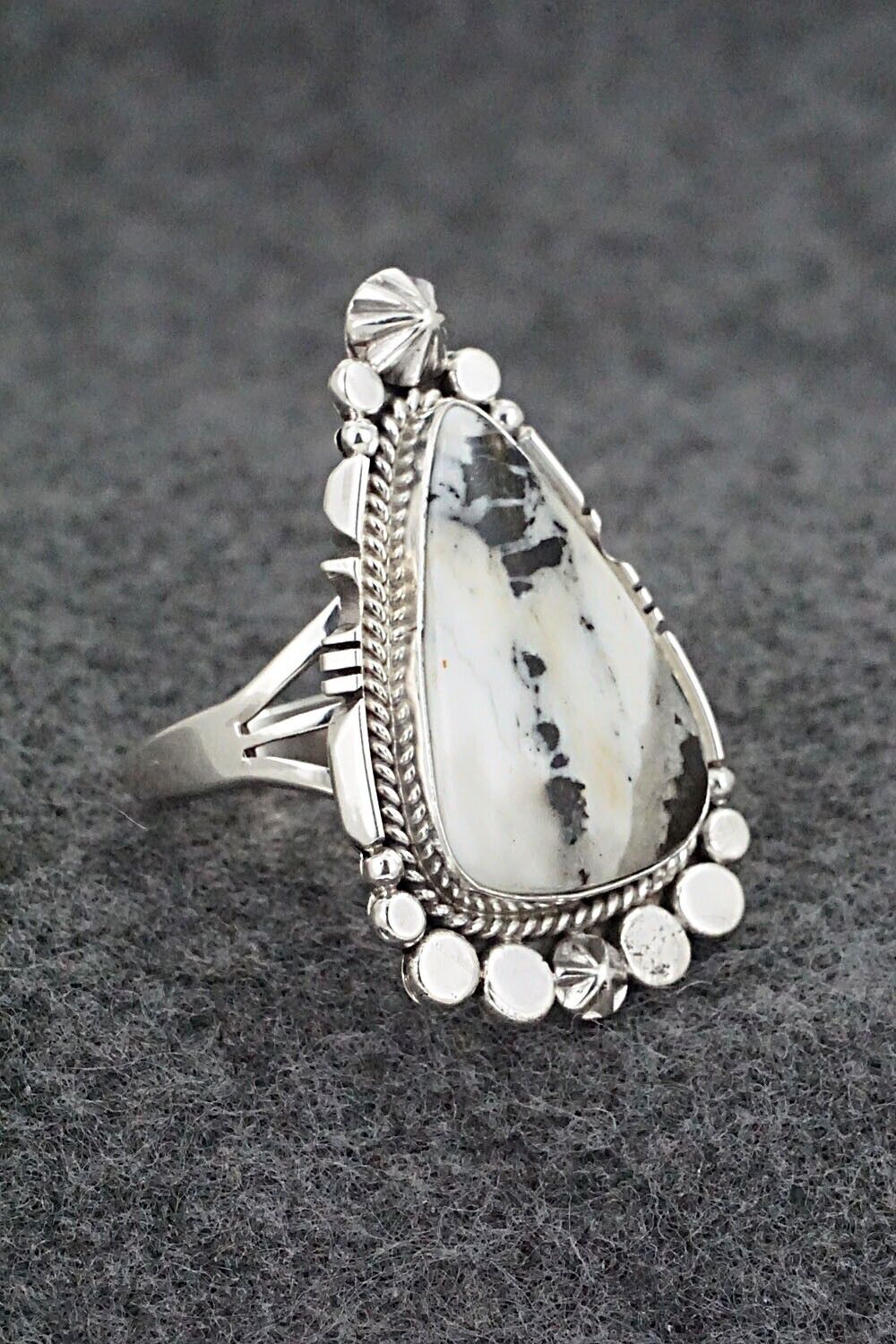 White Buffalo & Sterling Silver Ring - Daniel Benally - Size 10
