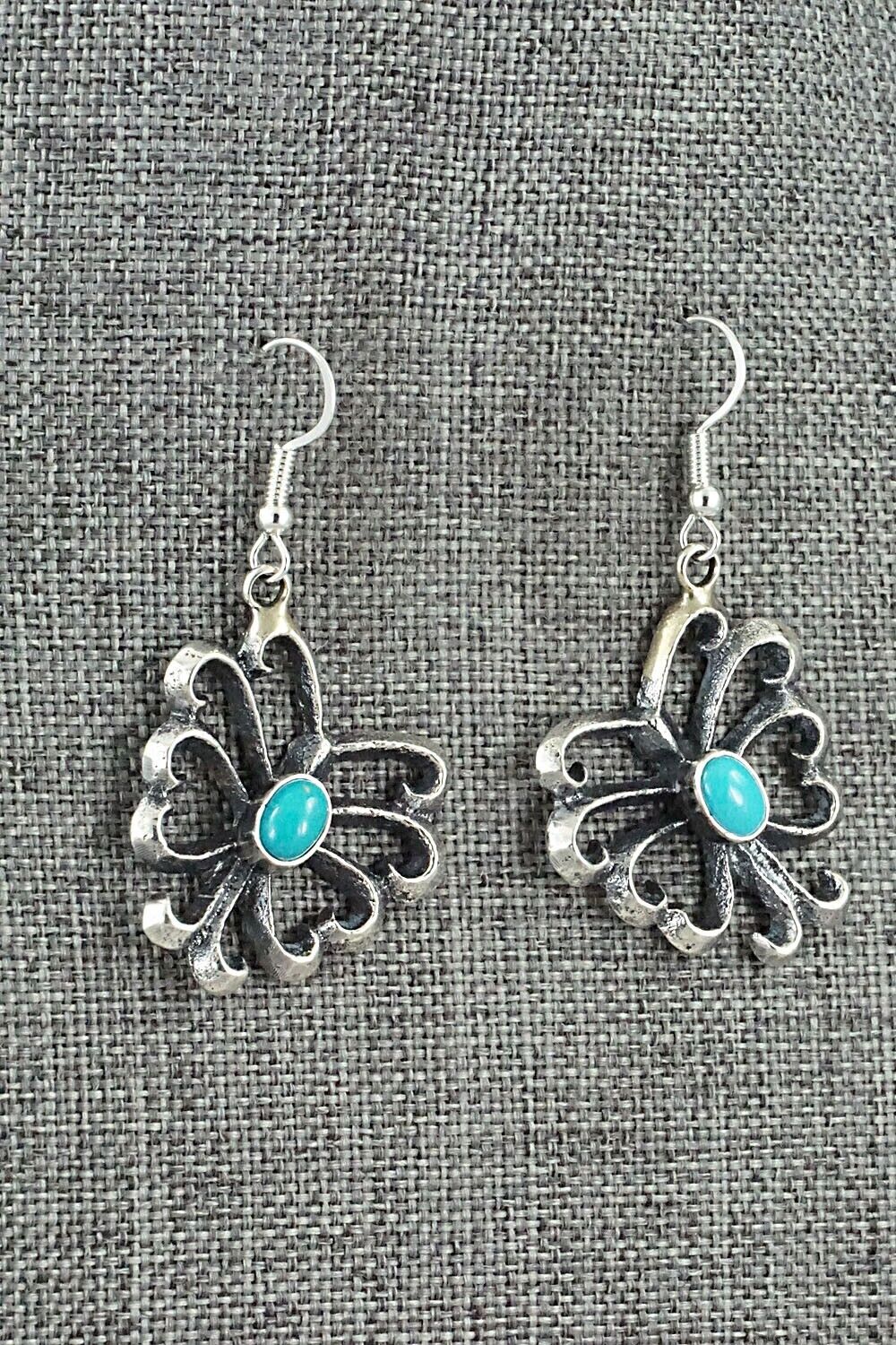 Turquoise and Sterling Silver Earrings - Mekechto Jim