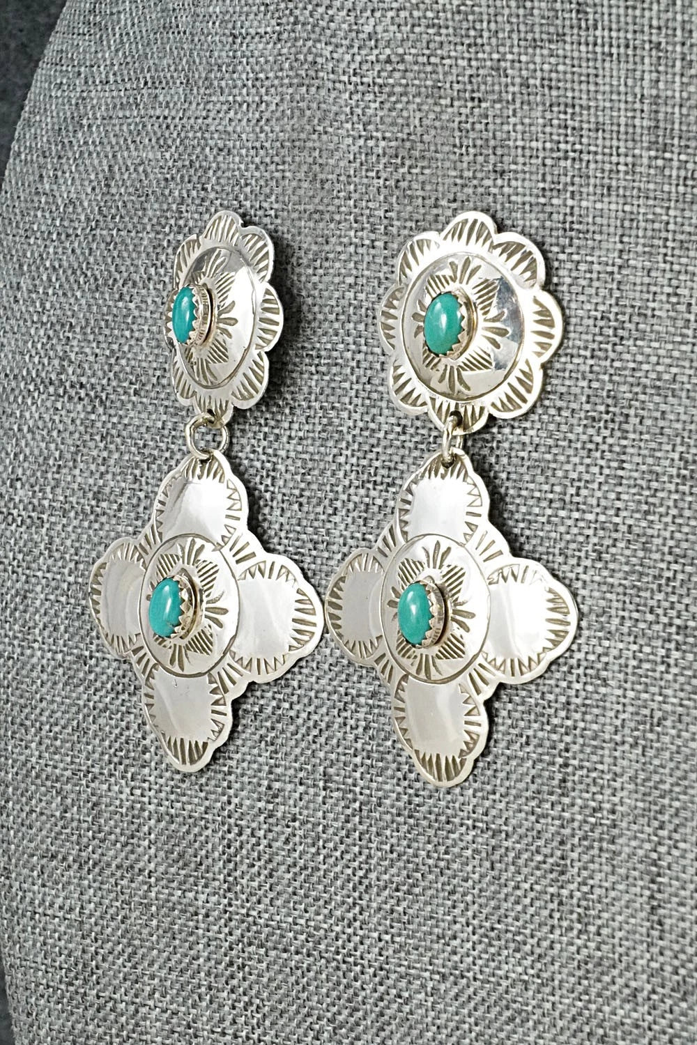 Turquoise & Sterling Silver Earrings - Bertha Begay