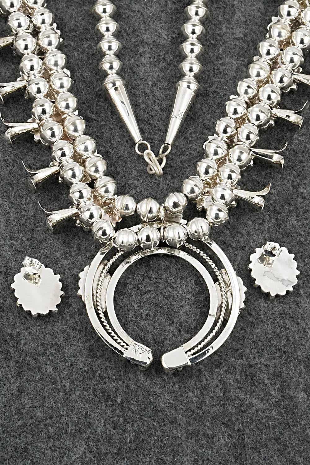 Turquoise & Sterling Silver Squash Blossom Set - Nathaniel Curley