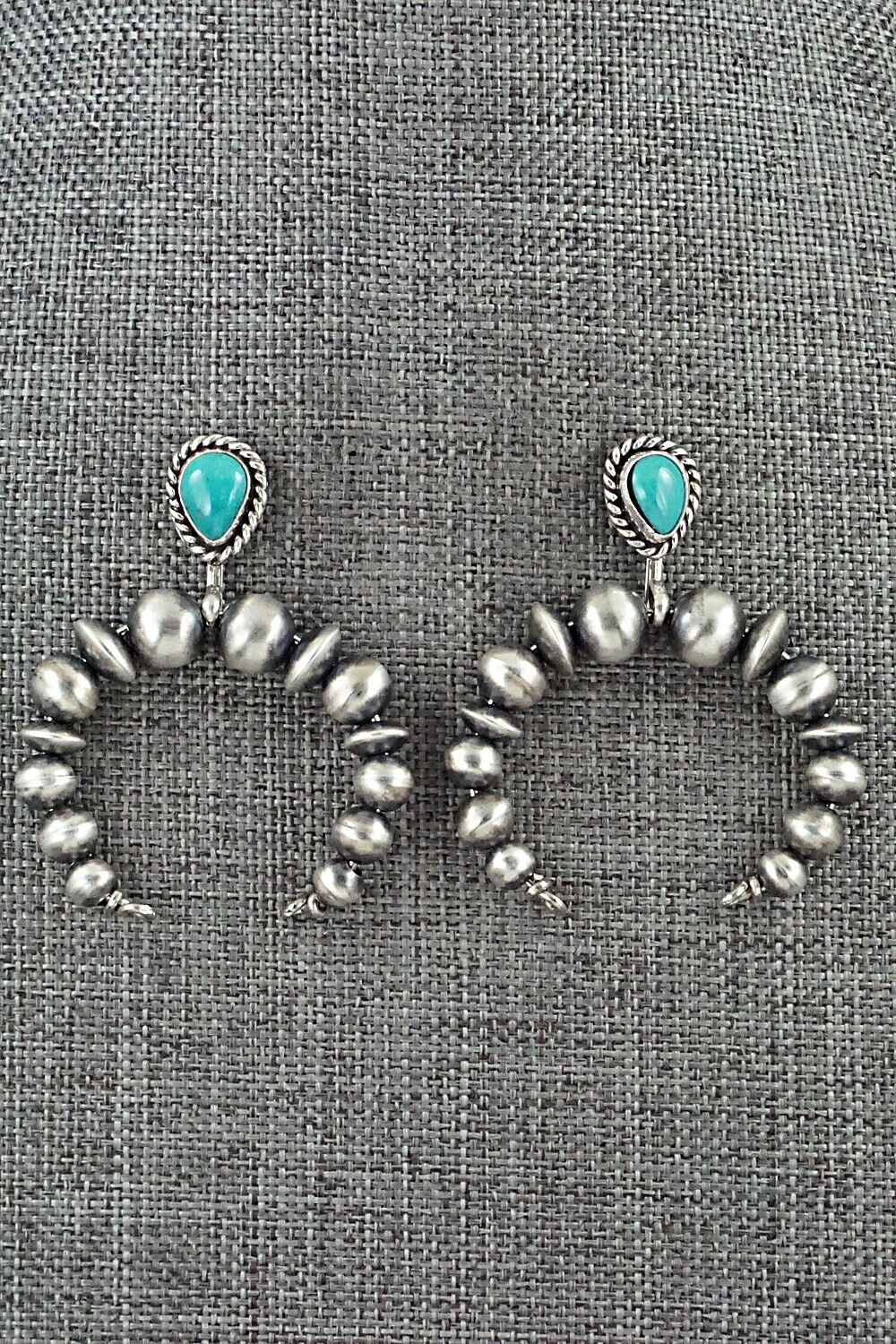 Turquoise & Sterling Silver Navajo Pearl Earrings - Amanda Larry