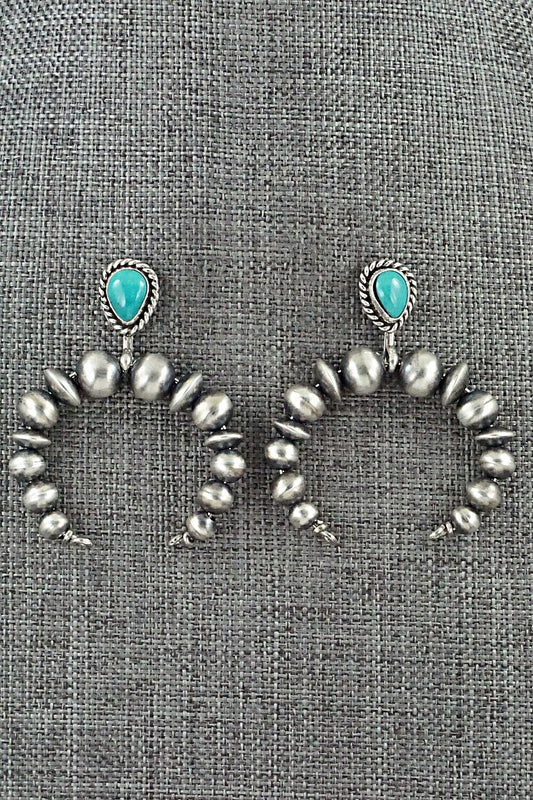 Turquoise & Sterling Silver Navajo Pearl Earrings - Amanda Larry