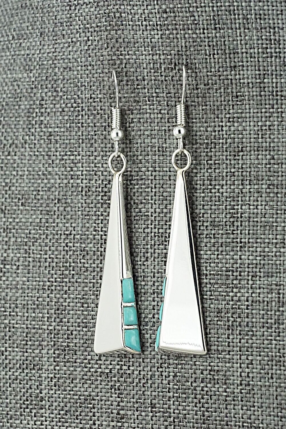 Turquoise and Sterling Silver Earrings - Leonard Jim