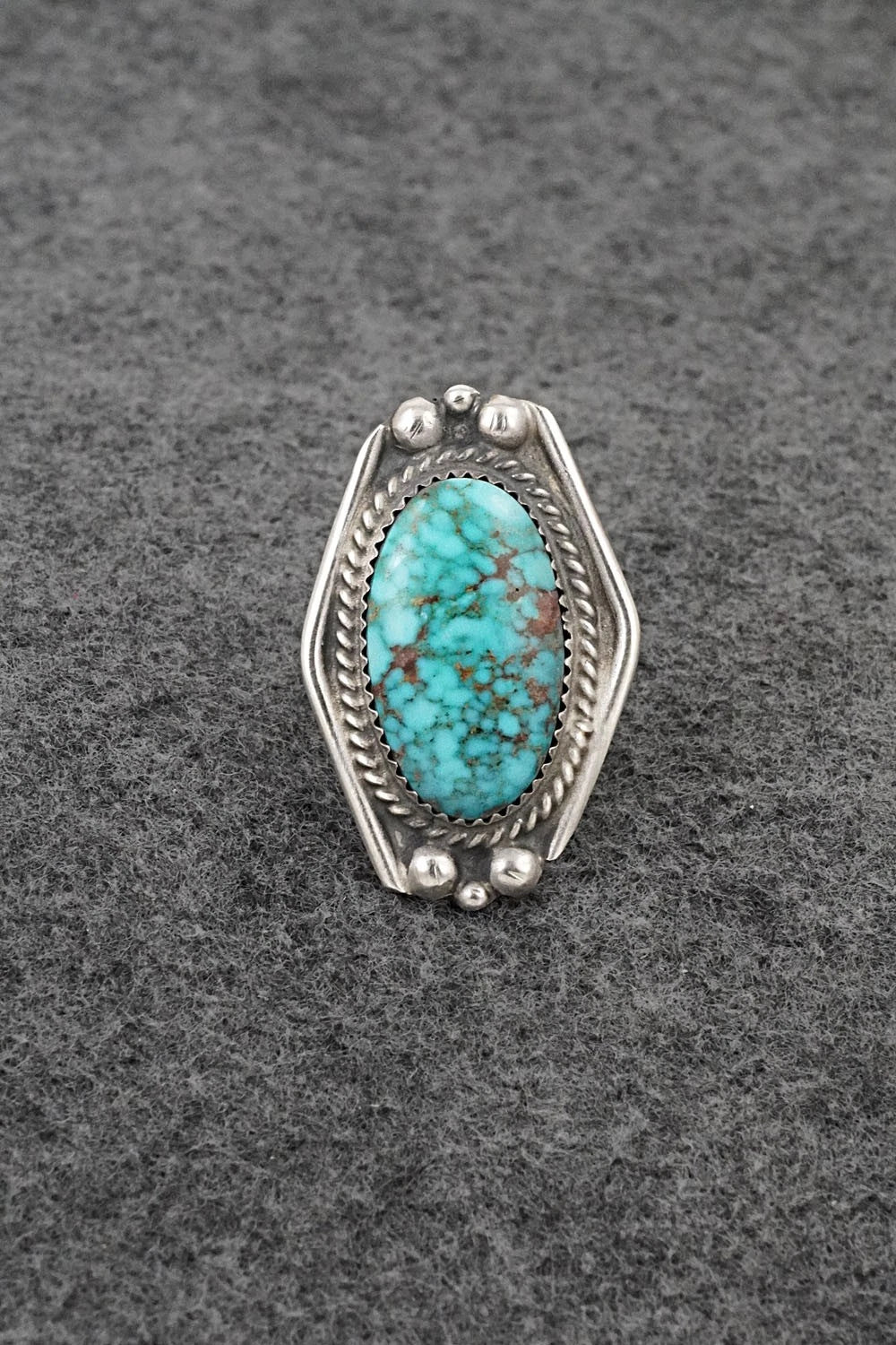 Turquoise & Sterling Silver Ring - Leslie Nez - Size 6