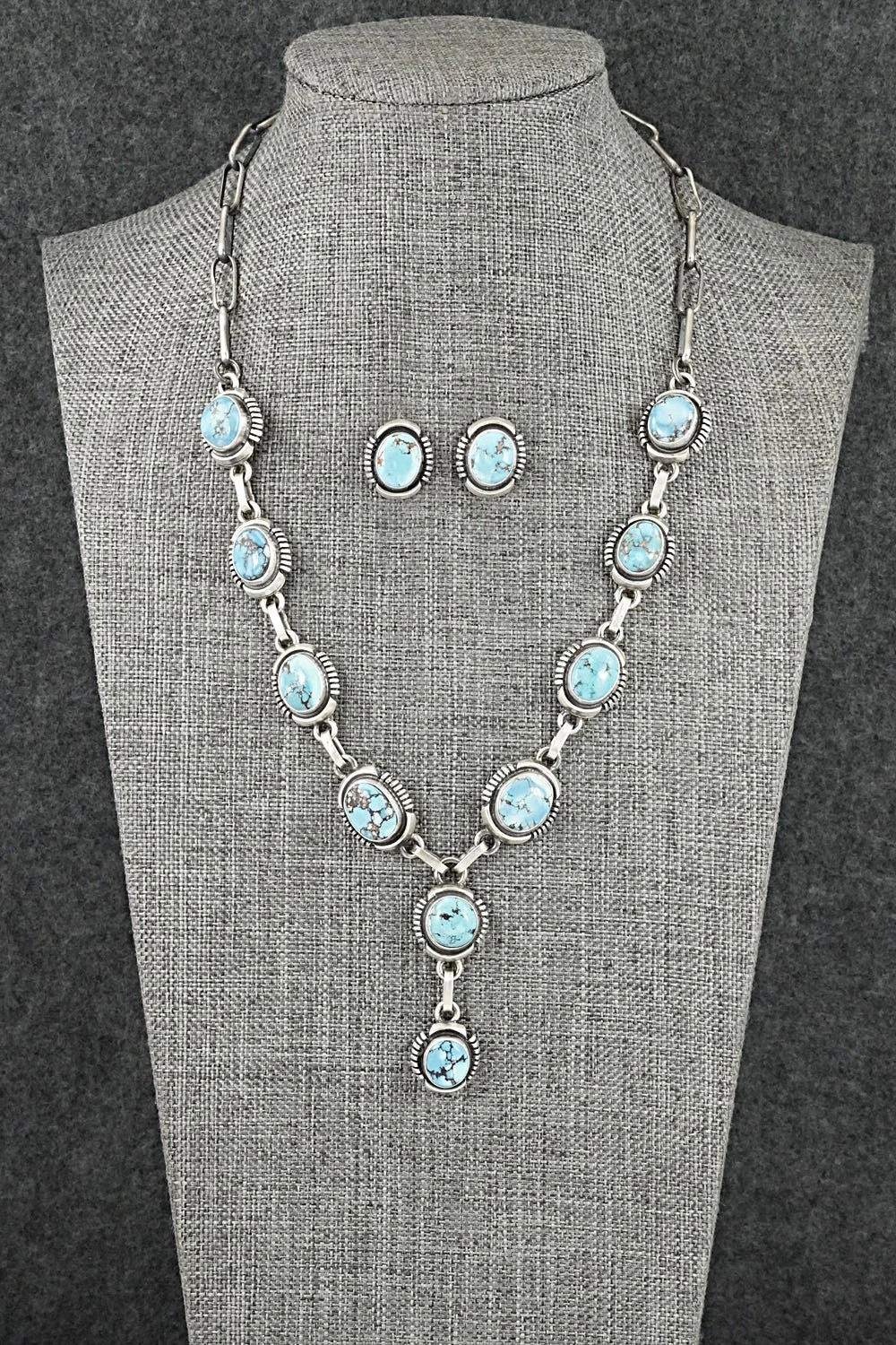 Turquoise & Sterling Silver Necklace and Earrings Set - Mark Yazzie