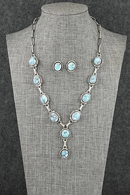 Turquoise & Sterling Silver Necklace and Earrings Set - Mark Yazzie