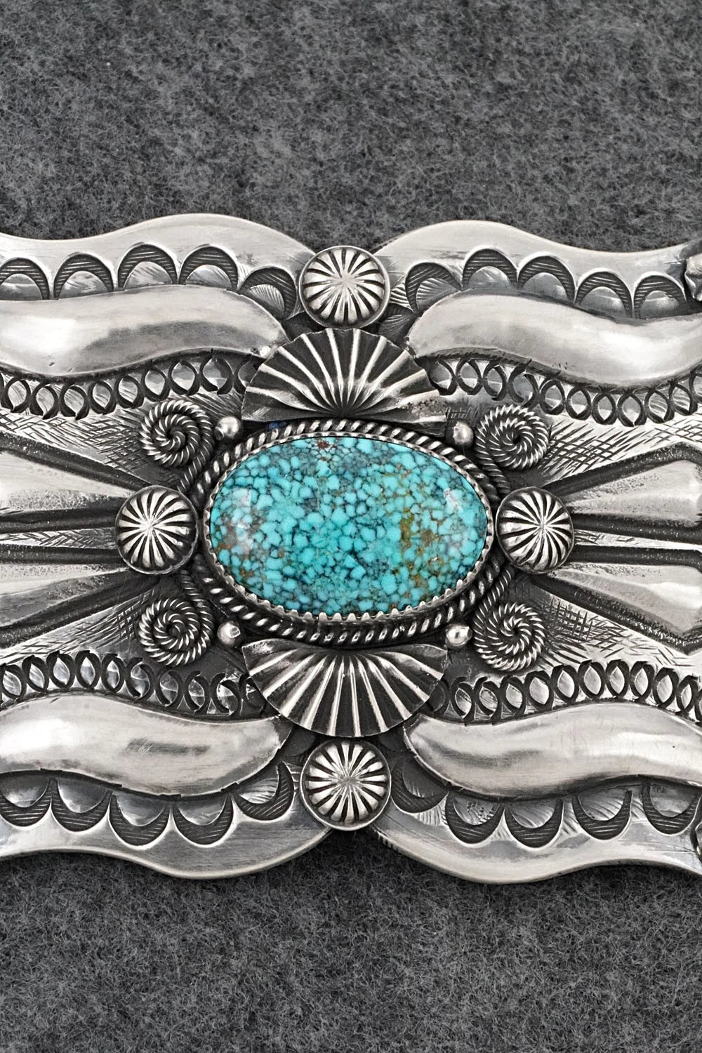 Turquoise & Sterling Silver Belt Buckle - Delbert Gordon