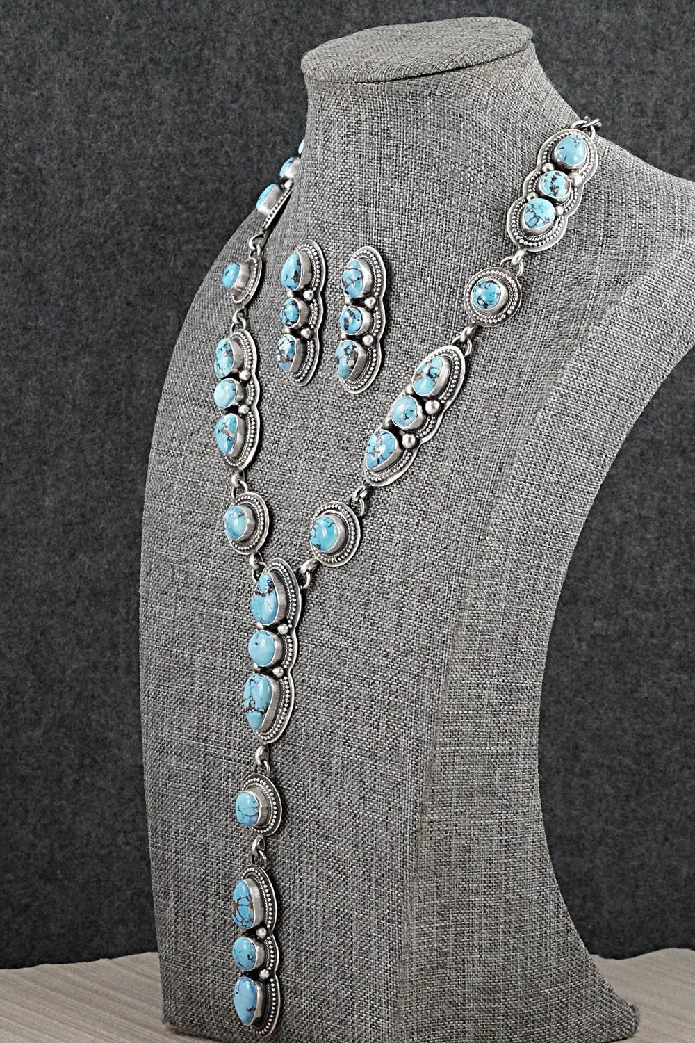 Turquoise & Sterling Silver Necklace and Earrings Set - Kathleen Livingston