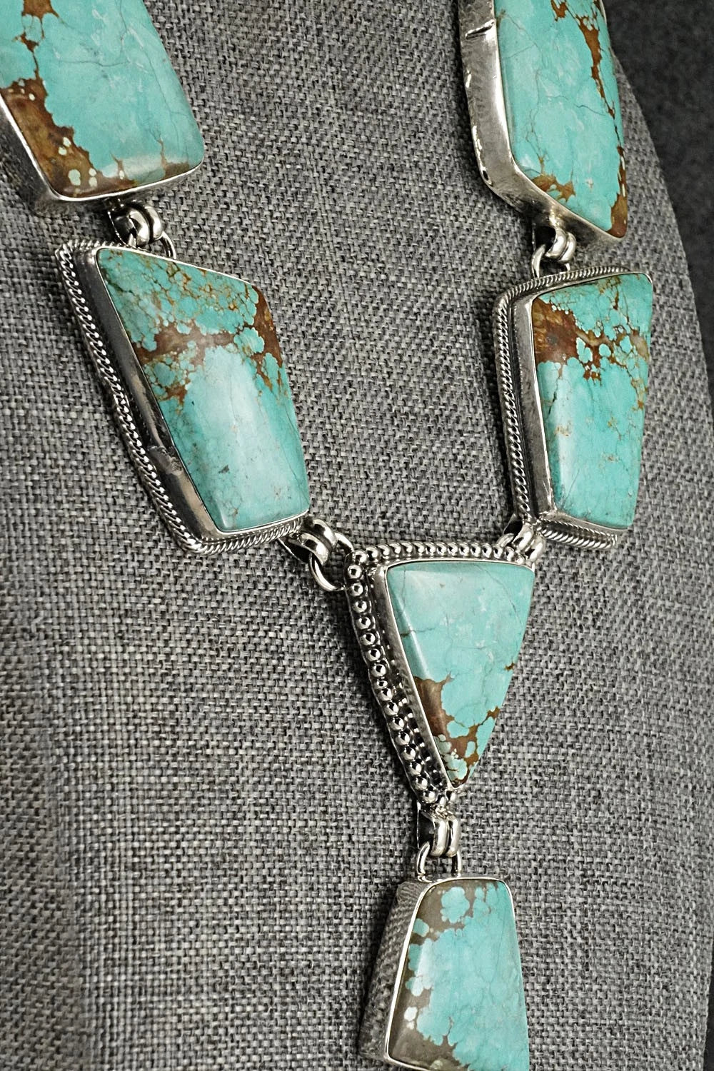 Turquoise & Sterling Silver Necklace and Earrings Set - Darrin Livingston