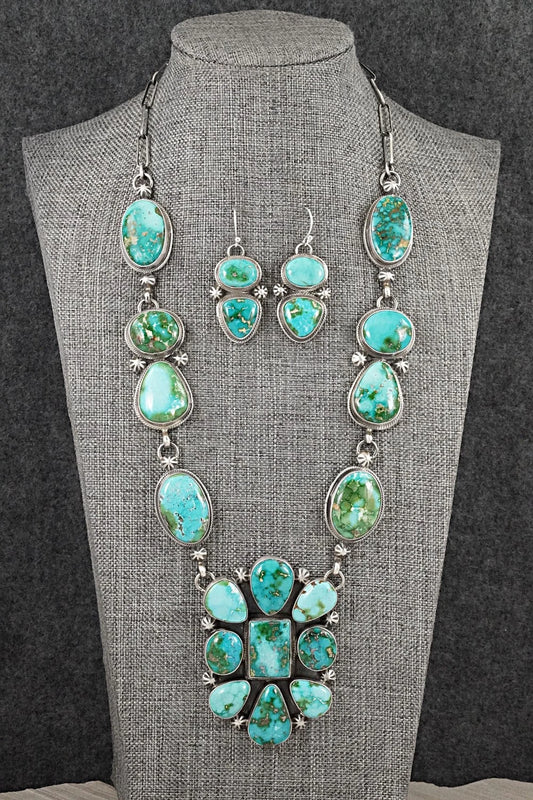 Turquoise & Sterling Silver Necklace and Earrings Set - Kathleen Livingston