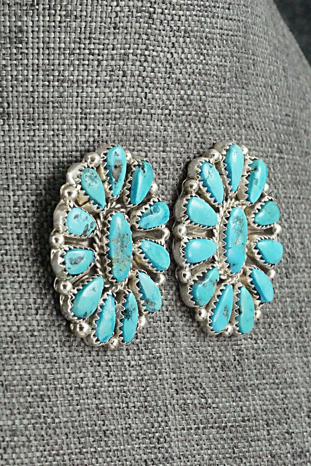 Turquoise & Sterling Silver Squash Blossom Set - Eunise Wilson