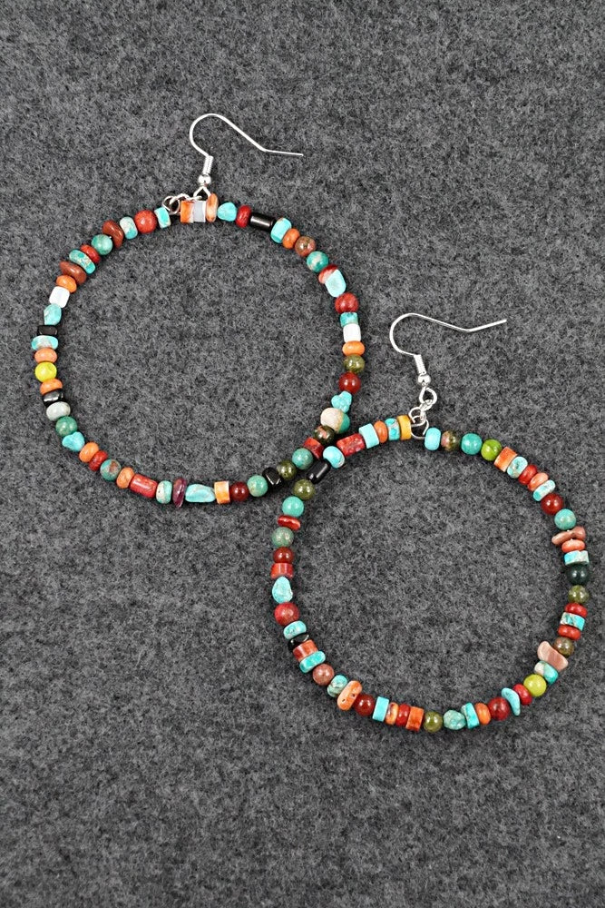 Multi-Stone & Sterling Silver Earrings - Helen Tsosie