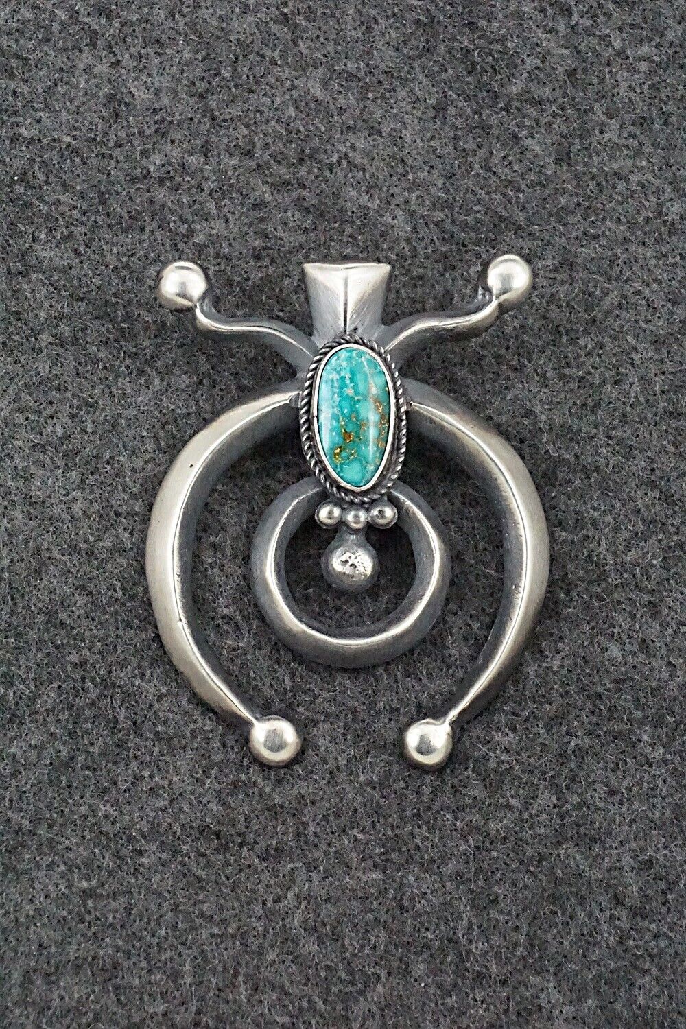 Turquoise & Sterling Silver Naja Pendant - Harrison Bitsue