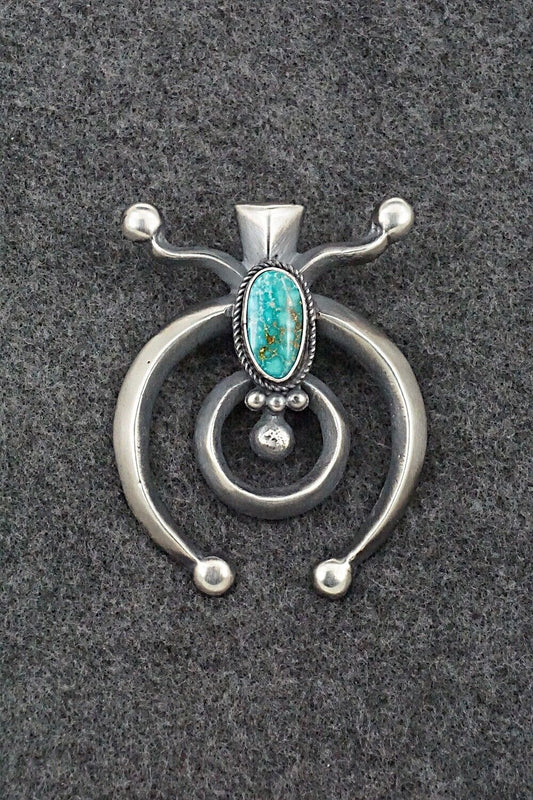 Turquoise & Sterling Silver Naja Pendant - Harrison Bitsue